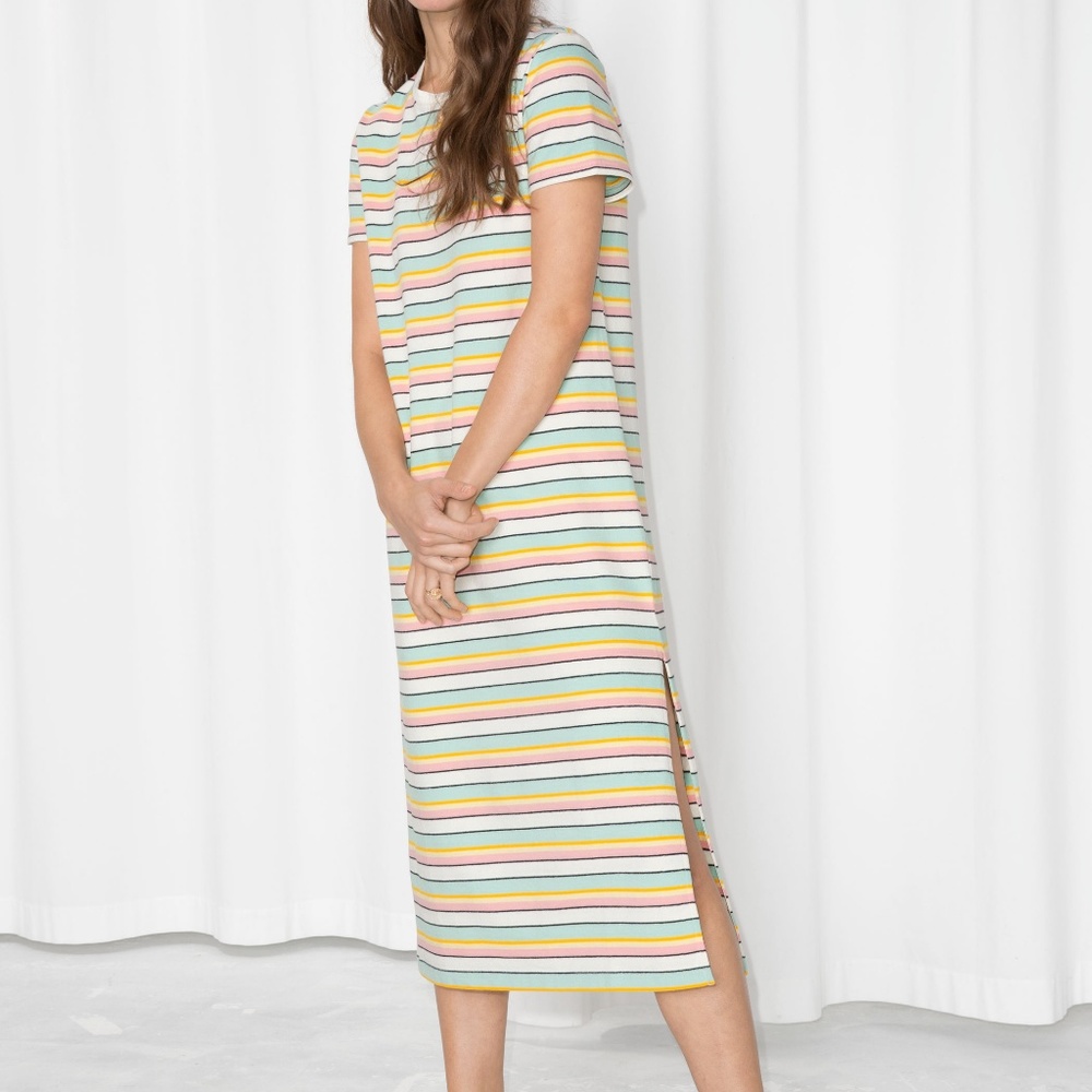 & other stories striped midi shirt dress NEW